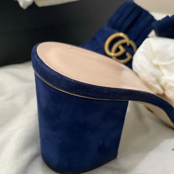 Gucci Marmont sandal- Navy Suede - Picture 6 of 8